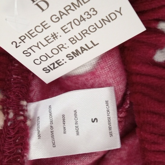 ELLEN DEGENERES LOVE BURGUNDY LONG SLEEVE TOP & PANTS PAJAMA SET SIZE SMALL NWT - Picture 9 of 9
